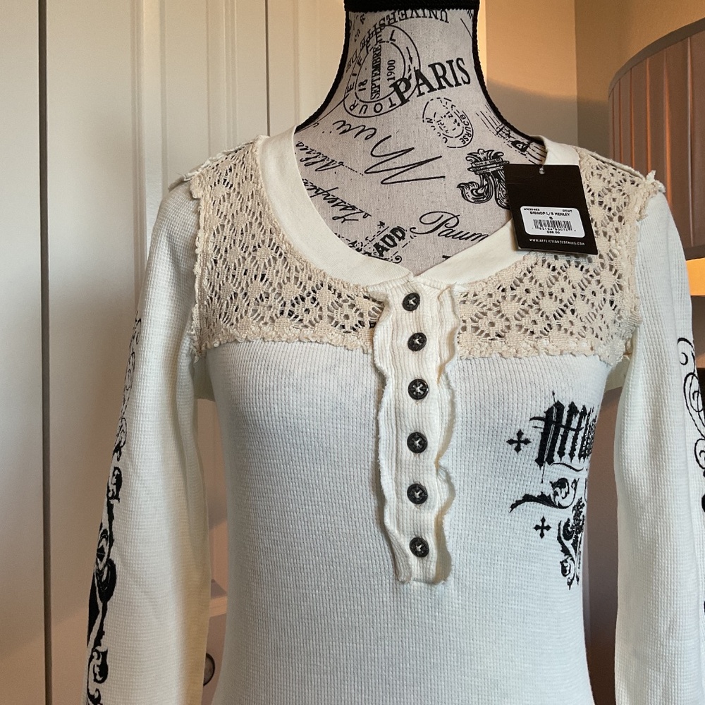 NWT Crochet Thermal Henley by Affliction - Picture 2 of 10